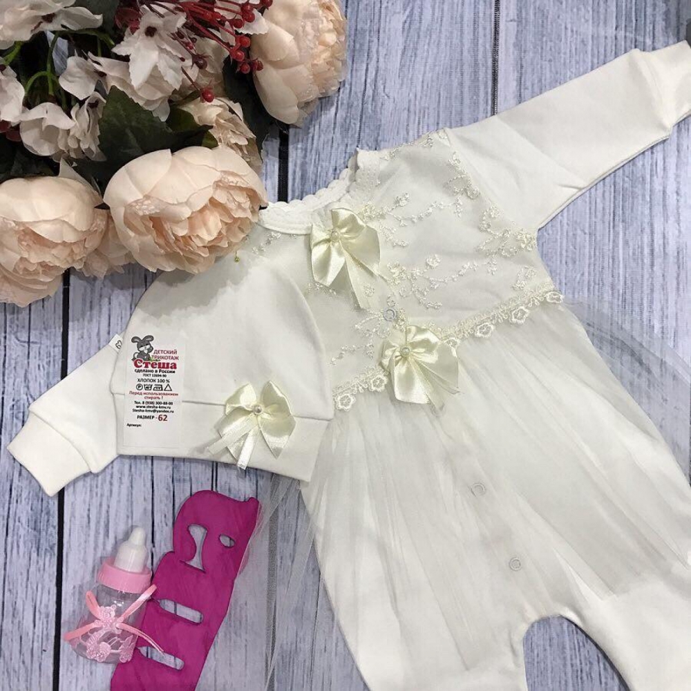 108. Комбинезон с шапкой молочный,100% хлопок интерлок