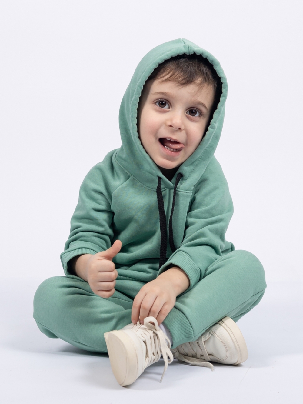 311-Х. Свитшот с капюшоном + Штаны, хлопок 65%, 35% ПЭ, 3-х нитка ( без начеса) хаки 98,104,110,116