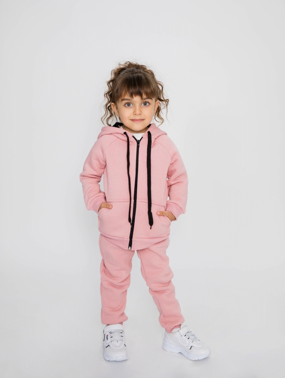 319-П. Костюм детский на молнии, пудра, хлопок 65%, 35% ПЭ, 3-х нитка (начес) 98,104,110,116