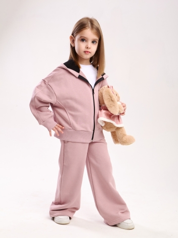 344-ПУ. Костюм детский оверсайз на молнии, пудра, хлопок 65%, 35% ПЭ, 3-х нитка без начеса 98,104,110,116