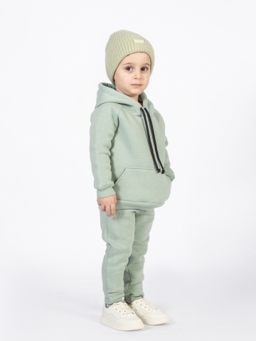 296-ОЛ. Свитшот с капюшоном  + Штаны, хлопок 65%, 35% ПЭ, 3-х нитка (начес) оливковый 122,128,134,140