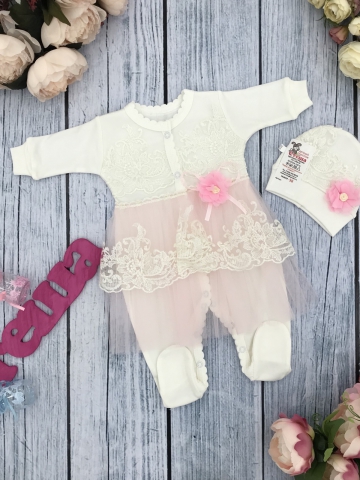 236-Р. Комбинезон с  юбкой,100% хлопок интерлок, розовый