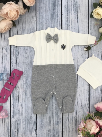 Купить оптом 273-С. Комбинезон с шапкой, хлопок 100% интерлок, серый 56,62 в Нефтекумске