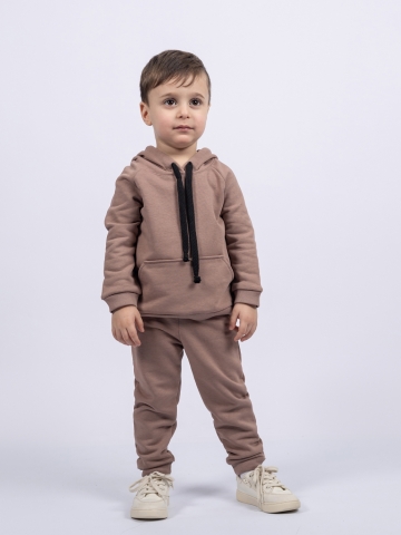 311-Ш. Свитшот с капюшоном + Штаны, хлопок 65%, 35% ПЭ, 3-х нитка ( без начеса) шоколад 98,104,110,116