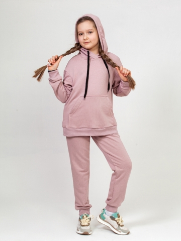 311-ПУ. Свитшот с капюшоном + Штаны, хлопок 65%, 35% ПЭ, 3-х нитка ( без начеса) пудра 146,152,158