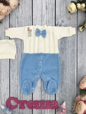 Купить оптом 302-Г. Комбинезон складки  хлопок 80% велюр, 20 % ПЭ, р 56,62 , голубой в Нефтекумске